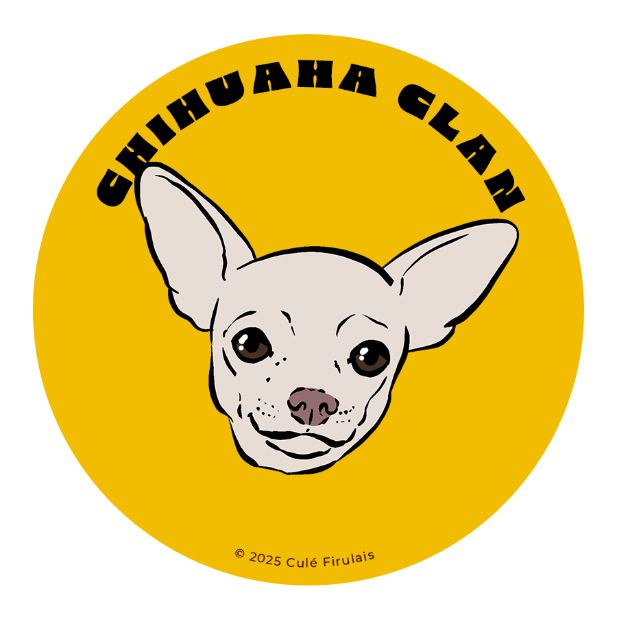 "Chihuahua Clan" 3"x3" Round Waterproof Sticker