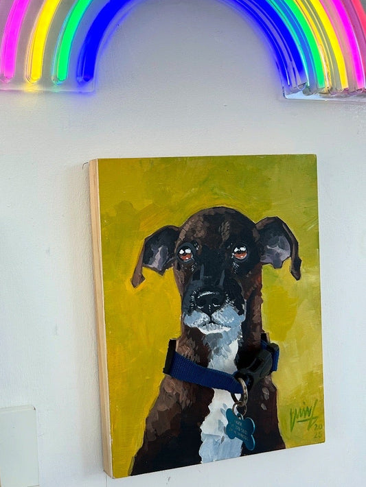 Acrílico sobre Madera 8x10 con Collar