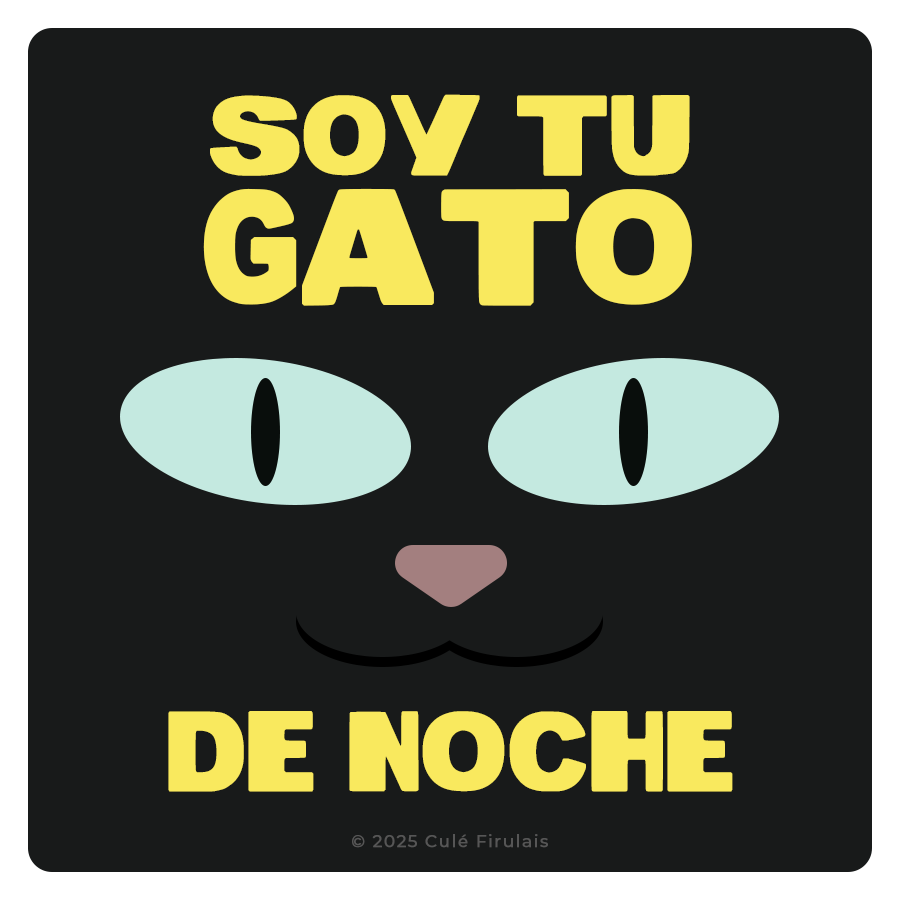 "Gato De Noche" 3"x3" Square Waterproof Sticker